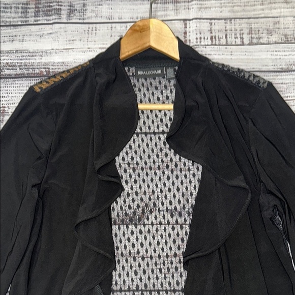 Nina Leonard Ruffle Trim Bolero Cardigan Sz. L‎ - Picture 3 of 6